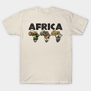 Africa Wildlife Continent Trio Collage T-Shirt